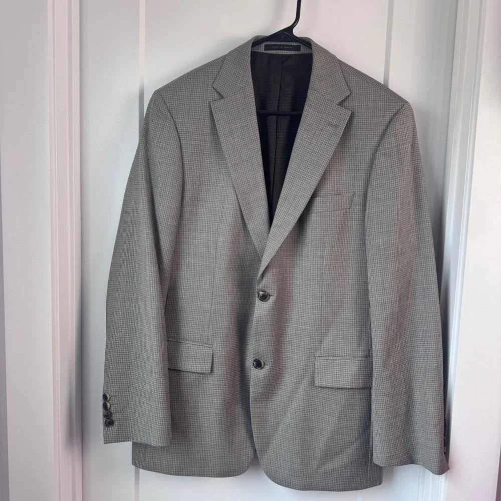 BOSS Hugo Boss Pasini1 Virgin Wool Blazer Sport Coat Brown Gray 40R